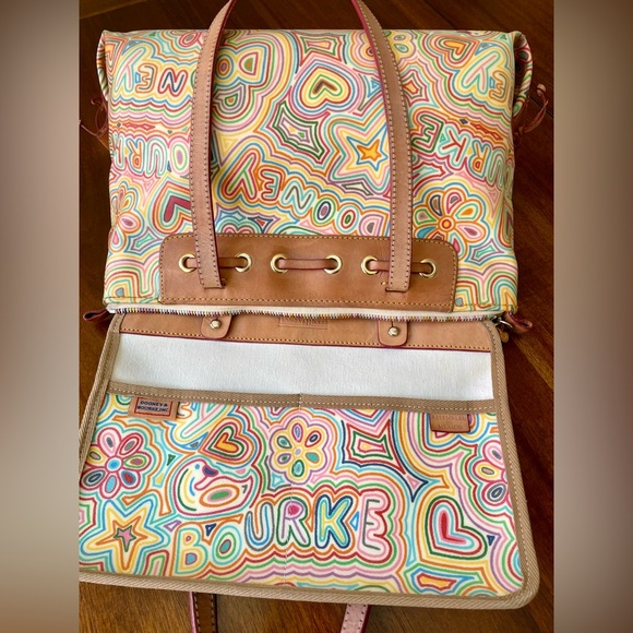 Vintage Dooney & Bourke Rainbow Zipper Scribble Shoulder Bag Wristlet Set Y2K - Picture 11 of 16